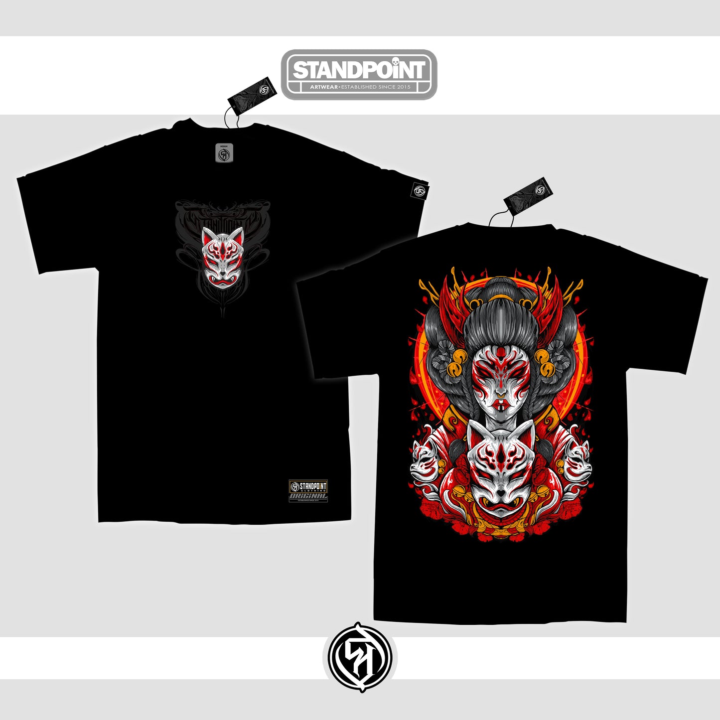 Kitsune Geisha V 2 Black Shirt