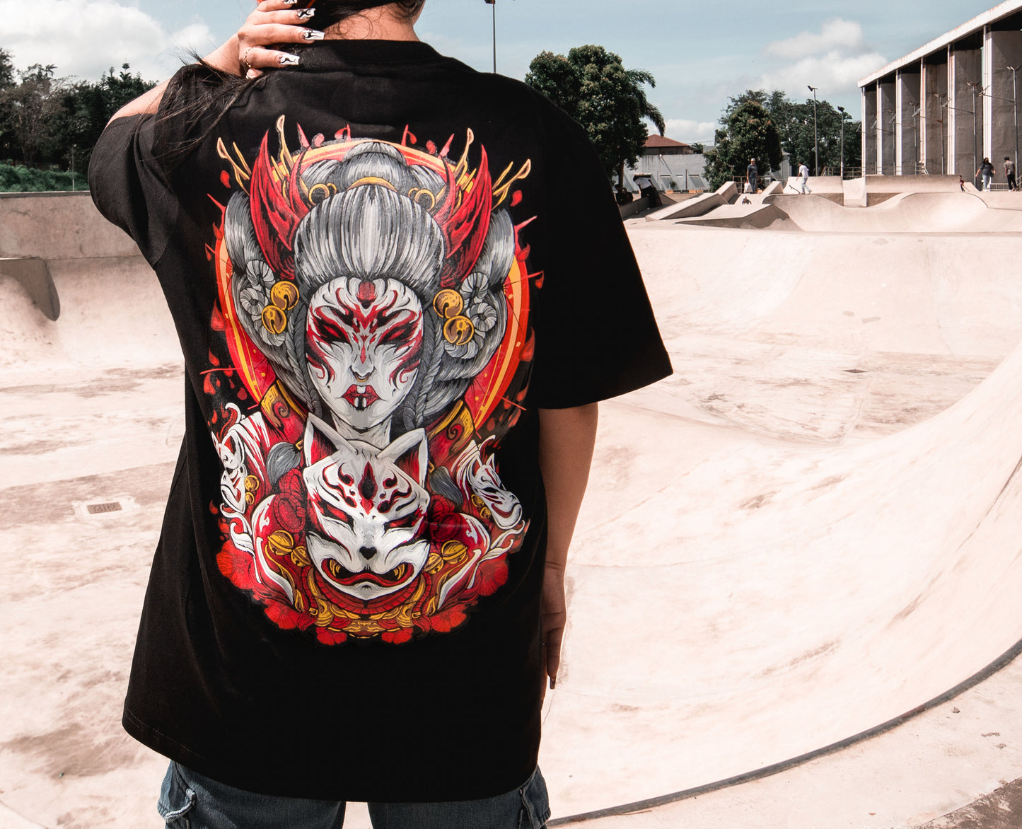 Kitsune Geisha V 2 Black Shirt